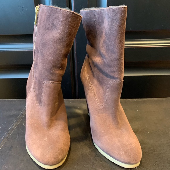 New brown COACH suede wedge ankle boots - Picture 2 of 6